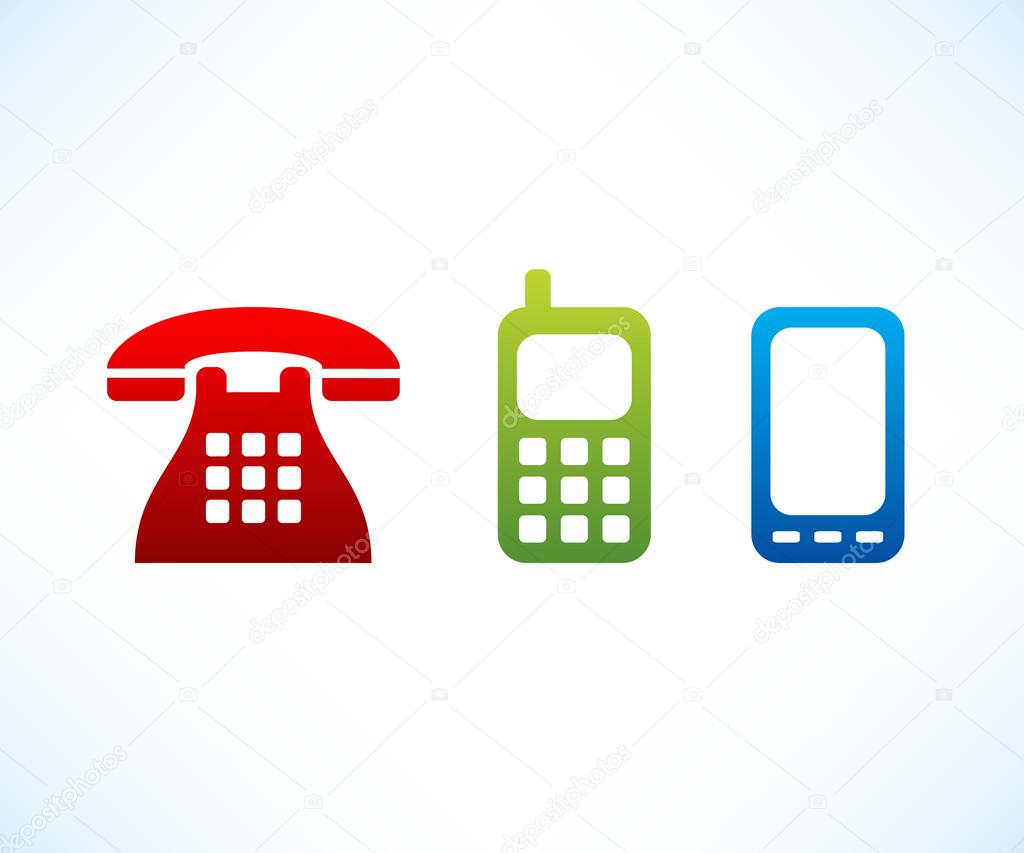 Icons set of phone and mobile