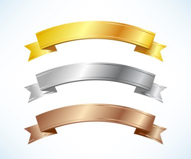 Gold, silver and bronze ribbons set clipart