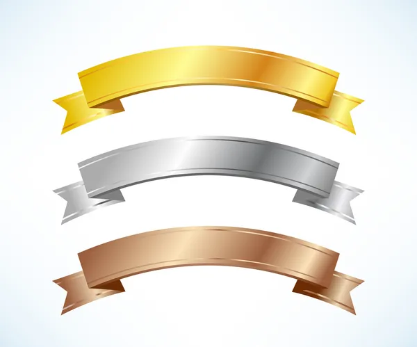 Conjunto de cintas de oro, plata y bronce — Vector de stock