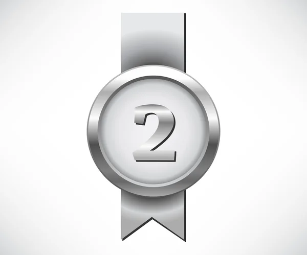 Zilveren medaille met nummer twee teken — Stockvector