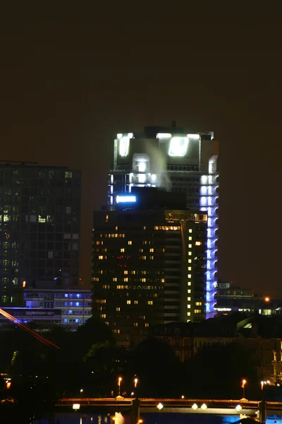 Modern building, night, Frankfurt am Main, Germany — Stock Photo, Image
