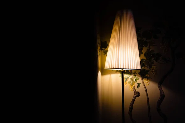 Elegant Low Wattage Lamp Creates Atmosphere Seclusion Nostalgia Darkened Room — Stock Photo, Image