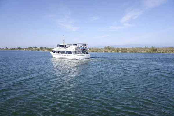 Deltebre Tarragona October 2021 Boat Tourists Sailing Waters Ebro River — Stock Photo, Image