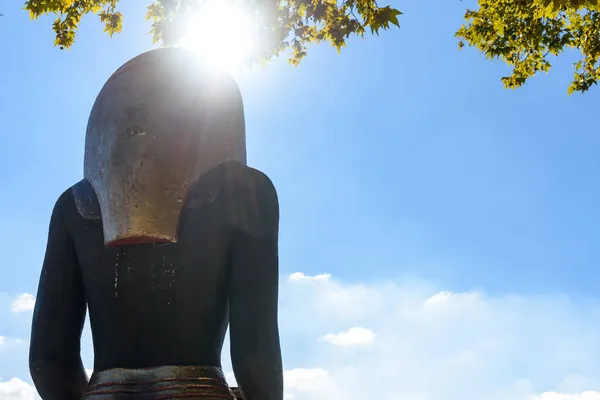 Silhouette Mysterious Egyptian Sculpture Shape Pharaoh Sun Stock Photo
