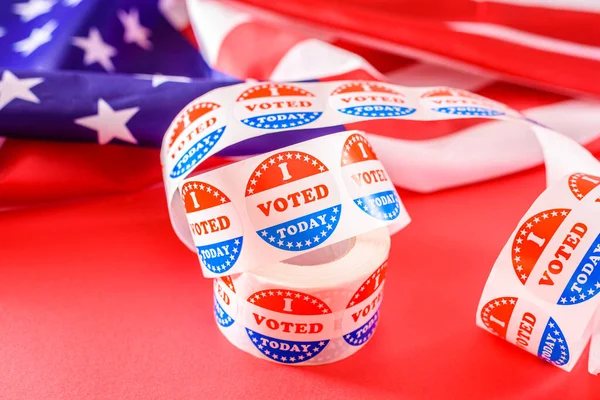 Jag Röstade Dag Ett Klistermärke Bredvid Förenta Staternas Flagga — Stockfoto