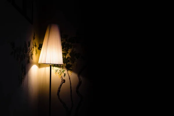 Elegant Low Wattage Lamp Creates Atmosphere Seclusion Nostalgia Darkened Room — Stock Photo, Image