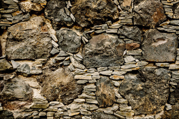 Detail seen from above of a reproduction of a Roman road.