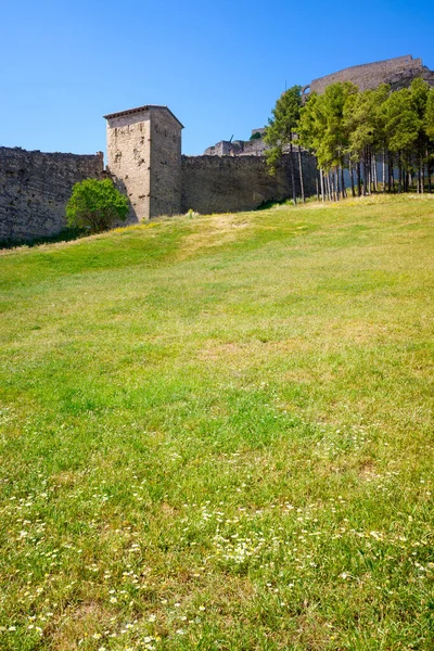 Panoramautsikt Över Defensiva Väggarna Staden Morella Toppen Kullen — Stockfoto