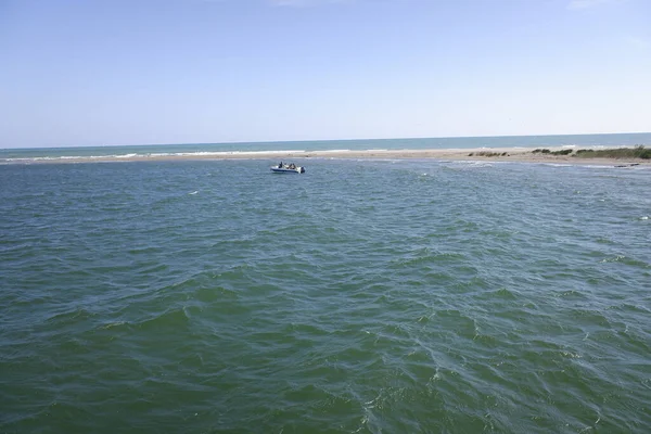 Boca Rio Ebro Para Mar Mediterrâneo Com Fortes Correntes Marinhas — Fotografia de Stock