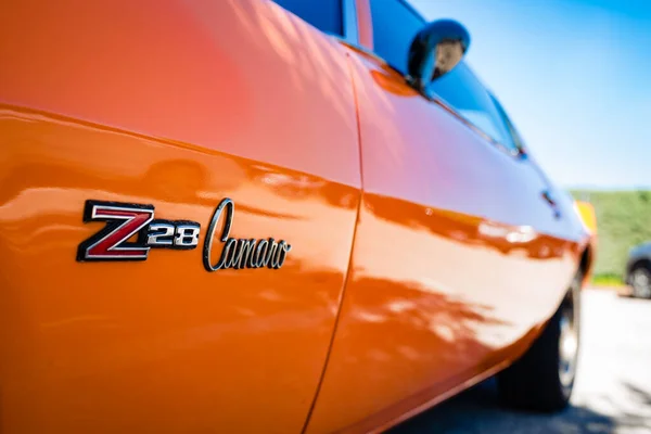 Valência Espanha Julho 2022 Detalhe Capô Carro Esporte Vintage Camaro — Fotografia de Stock