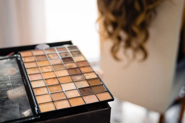 Professional Makeup Box Powders Ocher Tones — Stockfoto