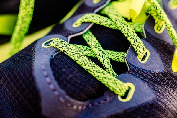 Detalle Los Cordones Zapato Running Amarillo —  Fotos de Stock