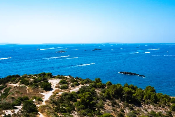 Ibiza Spain Липня 2022 Кораблі Виходять Морського Порту Івіса Напрямку — стокове фото