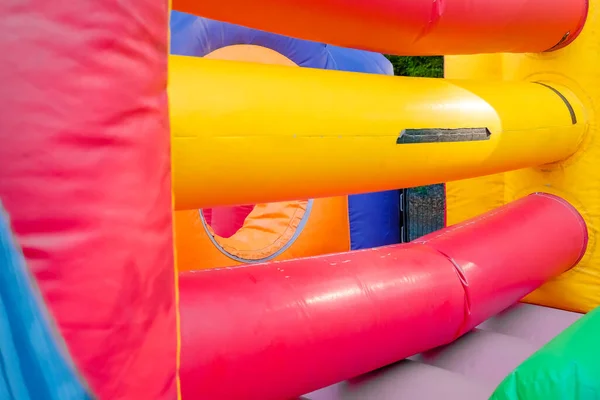 Detail Brightly Colored Bouncy Castle Empty Children — Stock Photo, Image