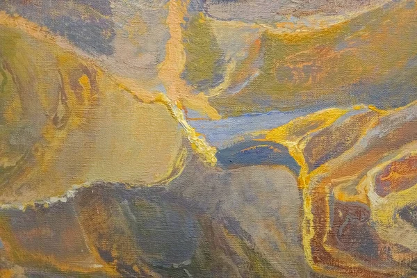 Detail Van Een Olieverfschilderij Doek Met Textuur Van Penseelstreken — Stockfoto