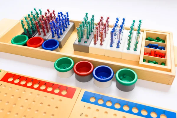 Consiglio Divisione Montessori Materiale Matematico Apprendere Modo Alternativo — Foto Stock