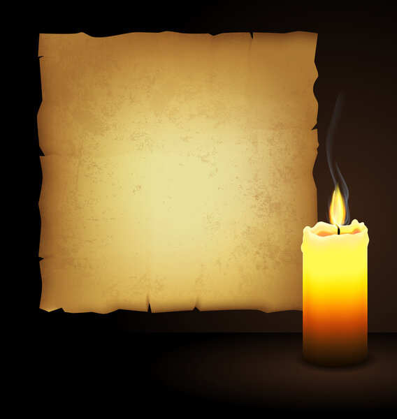 Old paper with candle