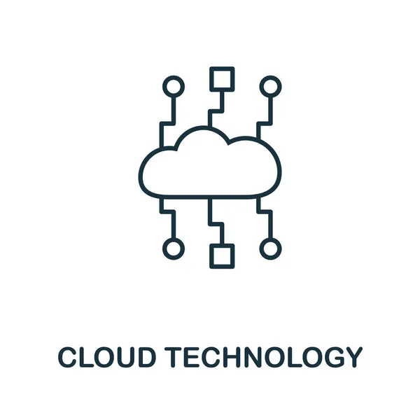 云技术图标。从网络托管图标集合中设计瘦小的轮廓风格.用于网页设计、应用程序、软件、打印使用的CreativeCloud Technology图标 — 图库矢量图片
