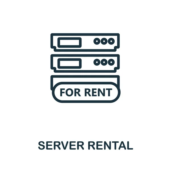 Vermietung von Servern. Dünne Umrisse Design aus Web-Hosting-Symbole Sammlung. Creative Server Rental Icon für Webdesign, Apps, Software, Printnutzung — Stockvektor