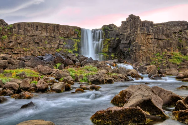 Oxararfoss waterval in hdr, IJsland — Stockfoto