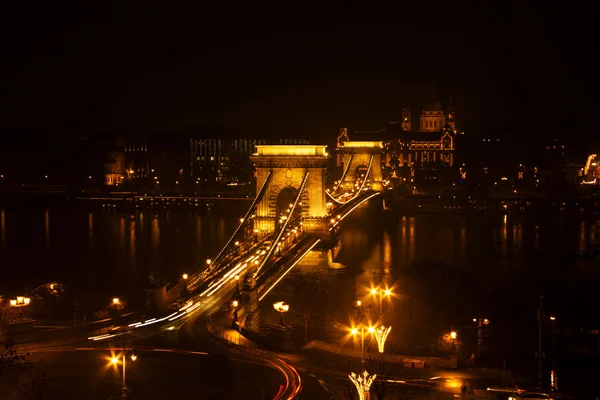Цепной мост в Будапеште, Венгрия — стоковое фото