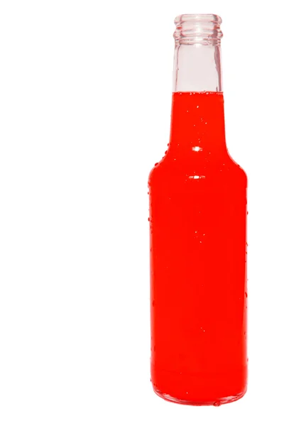 Bouteille en verre de soude rouge isolée sur blanc — Photo