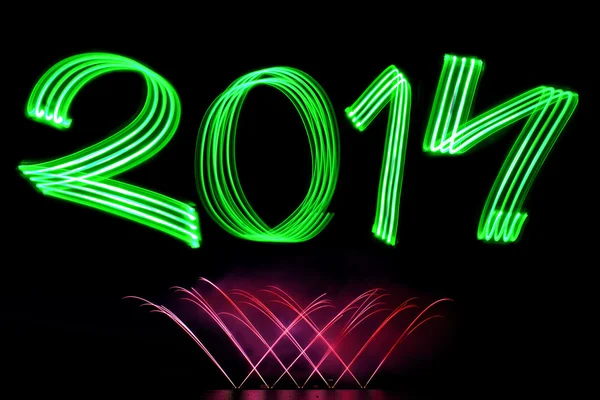 Año Nuevo 2014 con fuegos artificiales — Foto de Stock