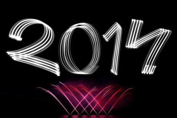 Año Nuevo 2014 con fuegos artificiales — Foto de Stock