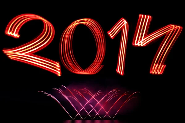 New Year 2014 with Fireworks — Stock Photo, Image