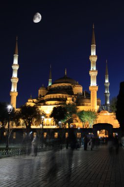 moon, gece, istanbul ile Sultanahmet Camii