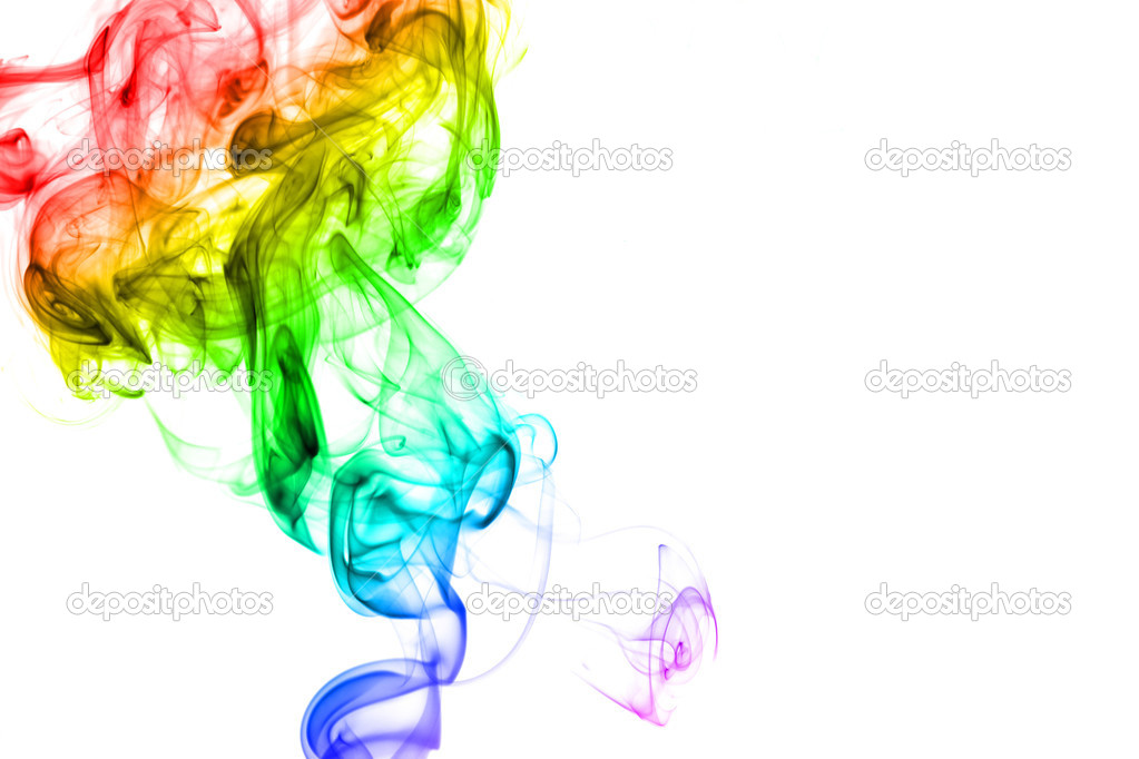 Rainbow smoke isolated on white background