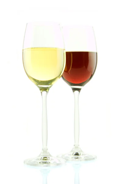 Verre de vin blanc et rouge isolé — Photo