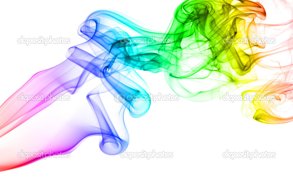 Rainbow smoke isolated on white background