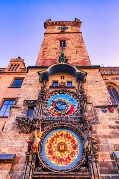 Torre Relógio Praga Praça Cidade Velha Nascer Sol República Checa — Fotografia de Stock