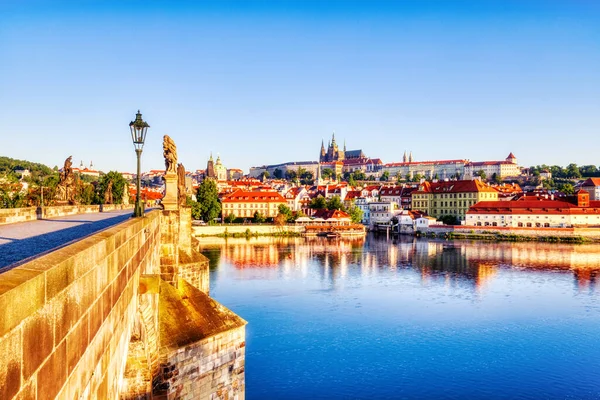 Most Karola Wschodzie Słońca Praga Czechy — Zdjęcie stockowe