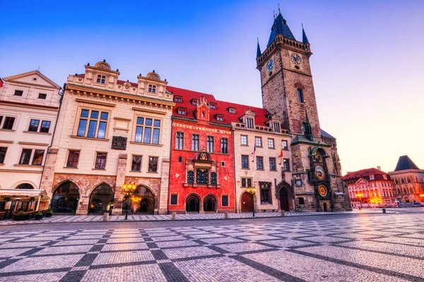 Torre Del Reloj Praga Plaza Ciudad Vieja Amanecer República Checa — Foto de Stock