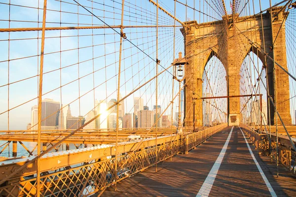 Brooklyn Bridge Vid Sunrise New York City New York Usa — Stockfoto