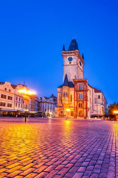 Torre Del Reloj Praga Plaza Ciudad Vieja Anochecer República Checa — Foto de Stock