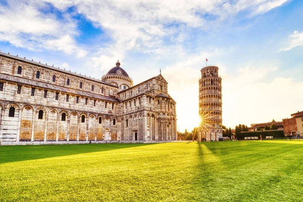 Pisa Torre Inclinada Pisa Catedral Duomo Pisa Nascer Sol Pisa — Fotografia de Stock