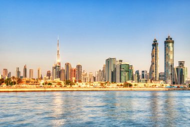 Dubai Skyline Sunset, Birleşik Arap Emirlikleri, Orta Doğu 