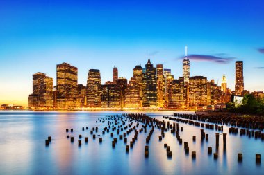 New York City Manhattan Şehir Merkezi, Dusk, New York, ABD