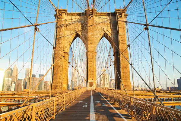 Brooklyn Bridge Sunrise Nova Iorque Nova Iorque Eua — Fotografia de Stock