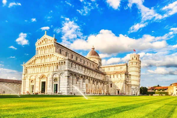 Pisa Leaning Tower Torre Pisa Cathedral Duomo Pisa Beautiful Sunny — Fotografia de Stock