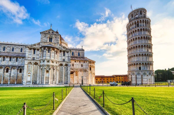 Pisa Leaning Tower Torre Pisa Cathedral Duomo Pisa Beautiful Sunny — стокове фото