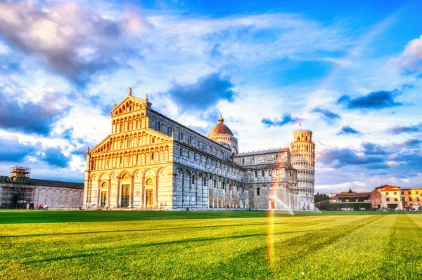 Pisa Scheve Toren Torre Pisa Kathedraal Duomo Pisa Bij Zonsondergang — Stockfoto