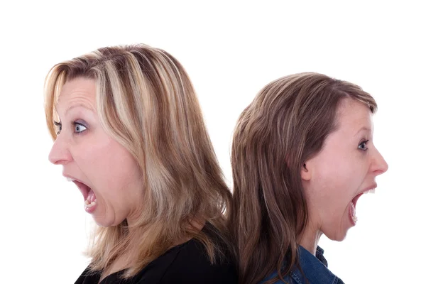 Two young beautiful woman are screaming — Stock Photo, Image