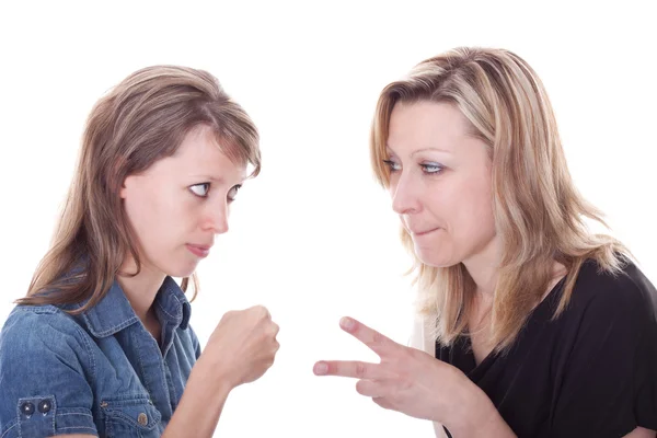 Two pretty women are playing rock, paper, scissors — Stock Photo, Image