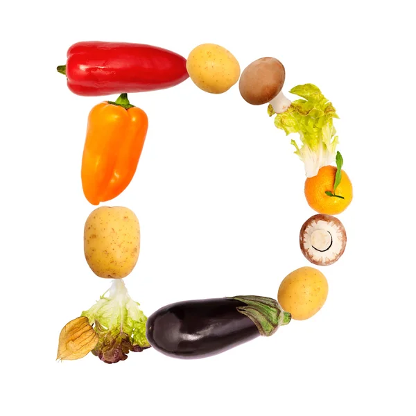 The letter d in various fruits and vegetables — Stock Photo, Image