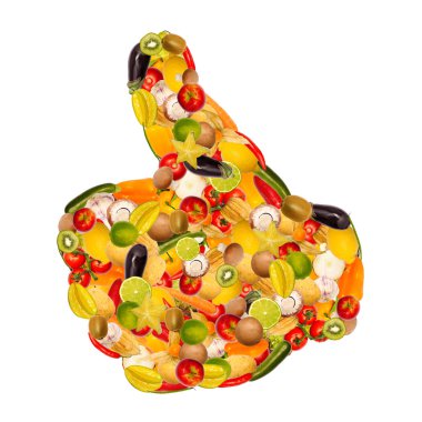 Thumbs up of fruits and vegetables