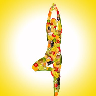yoga woman of fruits